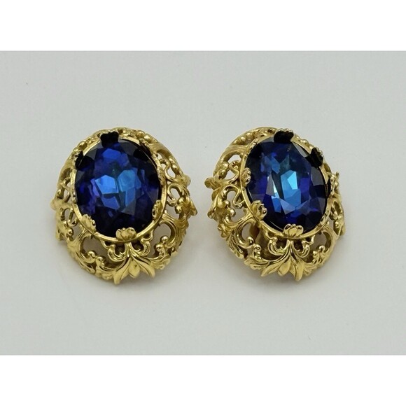 Vintage Edgar Berebi Limited Edition Clip On Earrings Bermuda Blue Mistic - Picture 1 of 13